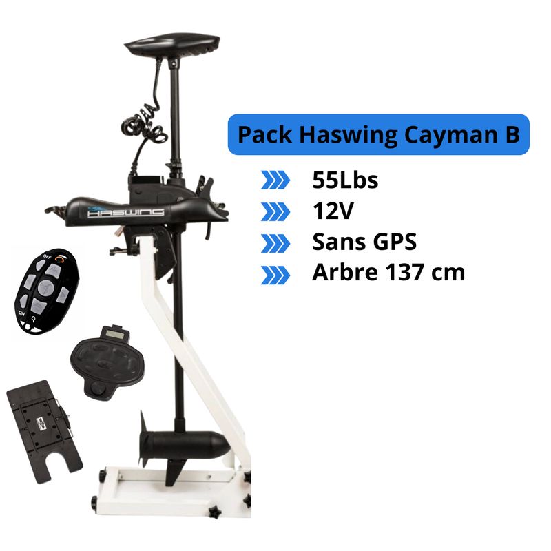 Pack Moteur électrique Haswing Cayman B - 55 Lbs - 12 V - arbre 137 - avec plaque quick release + commande à pédale