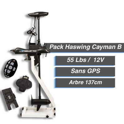 Pack Moteur électrique Haswing Cayman B - 55 Lbs - 12 V - arbre 137 - avec plaque quick release + commande à pédale