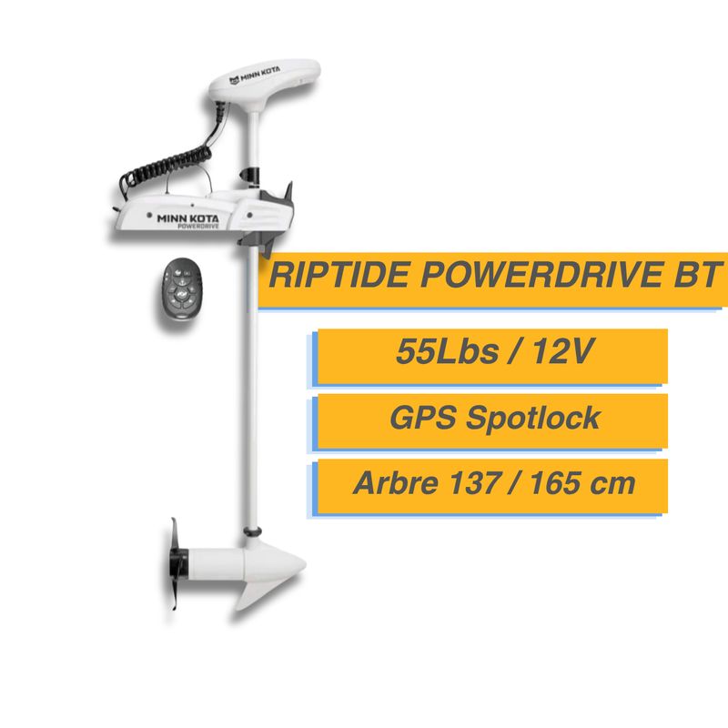 Moteur électrique Minn Kota  RIPTIDE POWERDRIVE BT 55 LBS - 12V