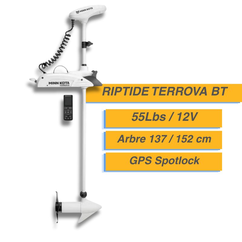 Moteur électrique Minn Kota  RIPTIDE TERROVA BT - GPS - 55 Lbs - 12 V