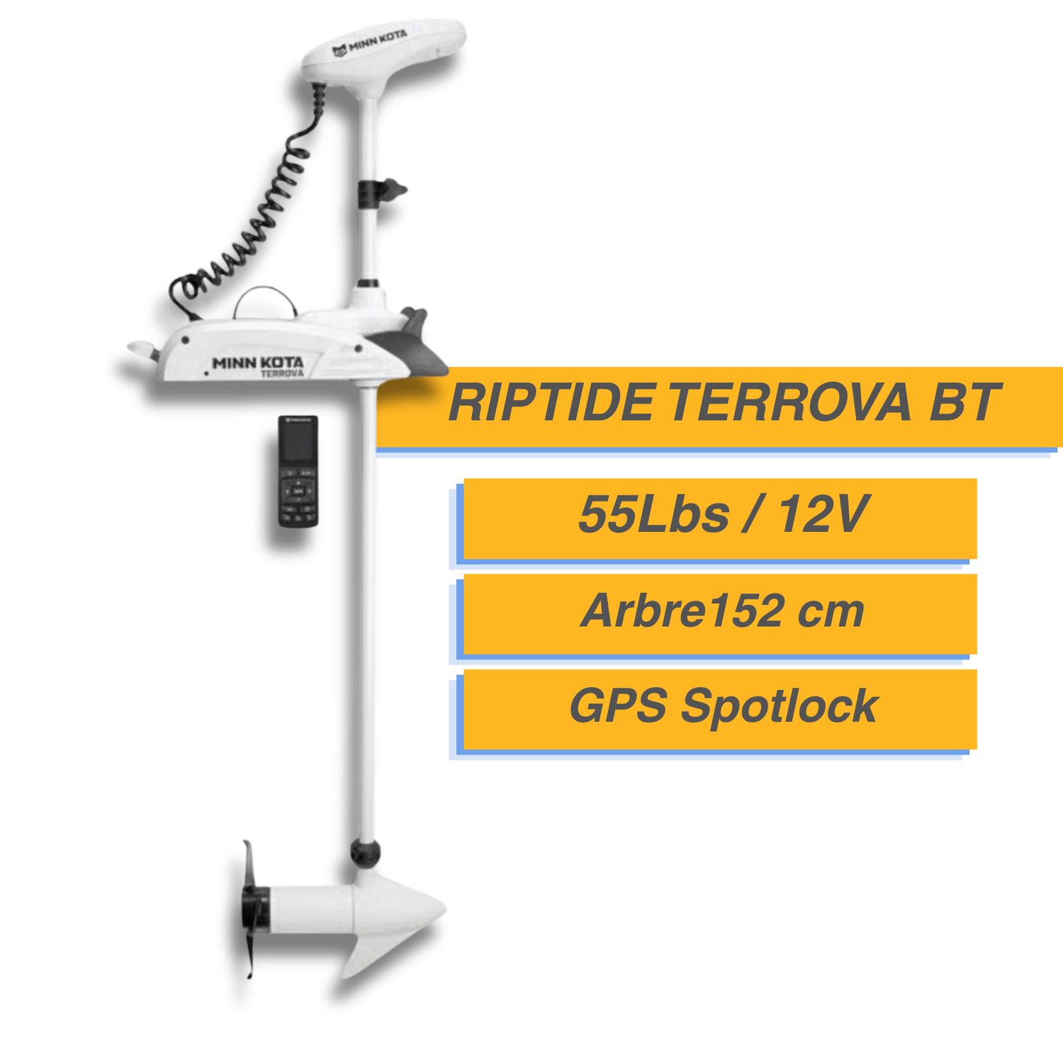 Moteur électrique Minn Kota  RIPTIDE TERROVA BT - GPS - 55 Lbs - 12 V