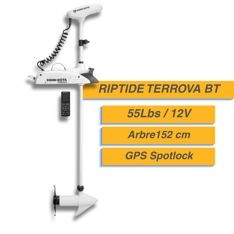Moteur électrique Minn Kota  RIPTIDE TERROVA BT - GPS - 55 Lbs - 12 V