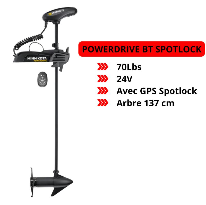 Moteur électrique Minn Kota POWERDRIVE BT - 70 Lbs - GPS - 24 V