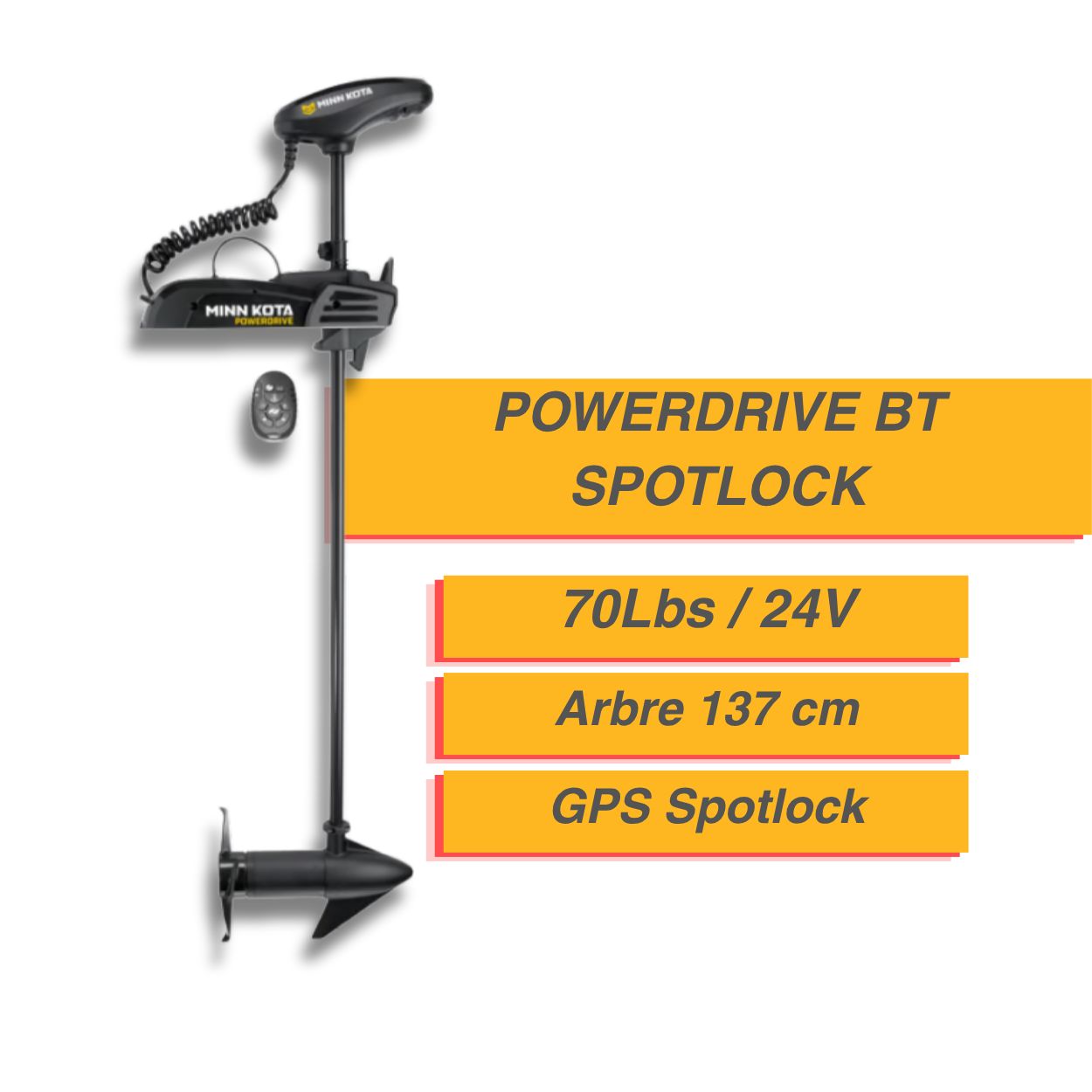 Moteur électrique Minn Kota POWERDRIVE BT - 70 Lbs - GPS - 24 V