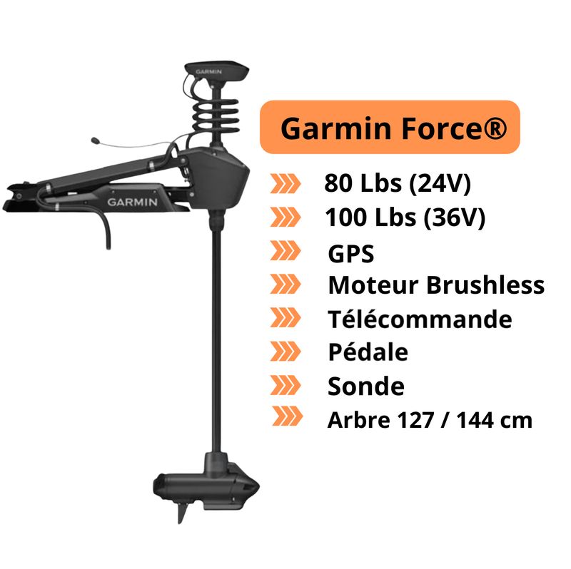 Moteur électrique avant Garmin Force® + Pédale + sonde + télécommande