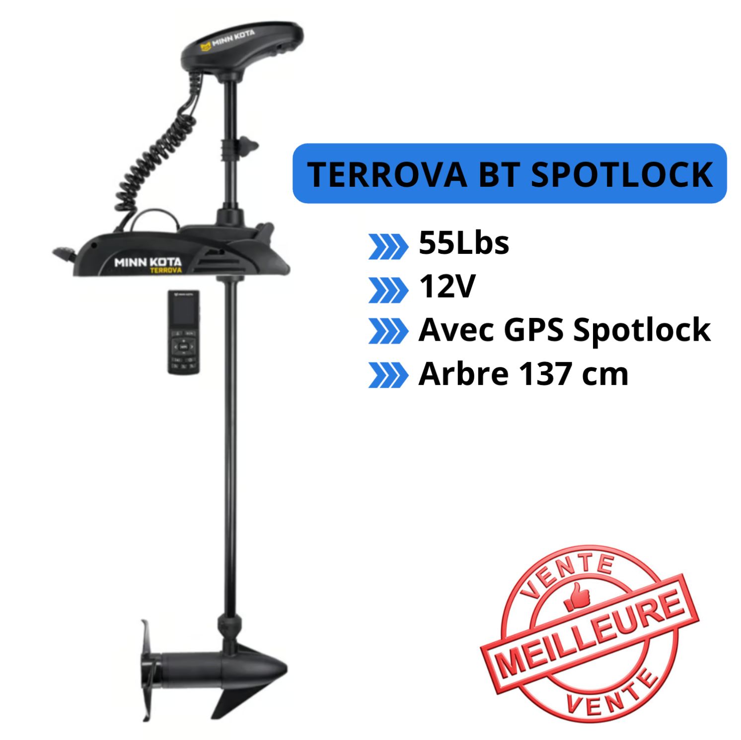Moteur électrique Minn Kota TERROVA BT - GPS - 55 Lbs - 12 V