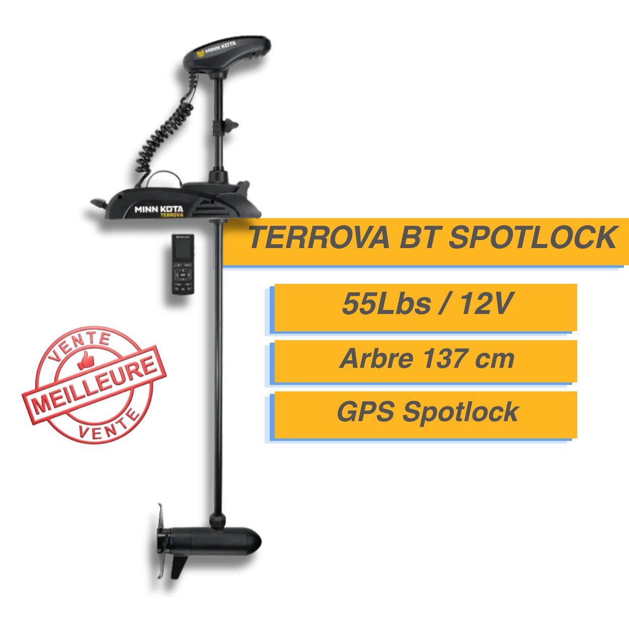 Moteur électrique Minn Kota TERROVA BT - GPS - 55 Lbs - 12 V