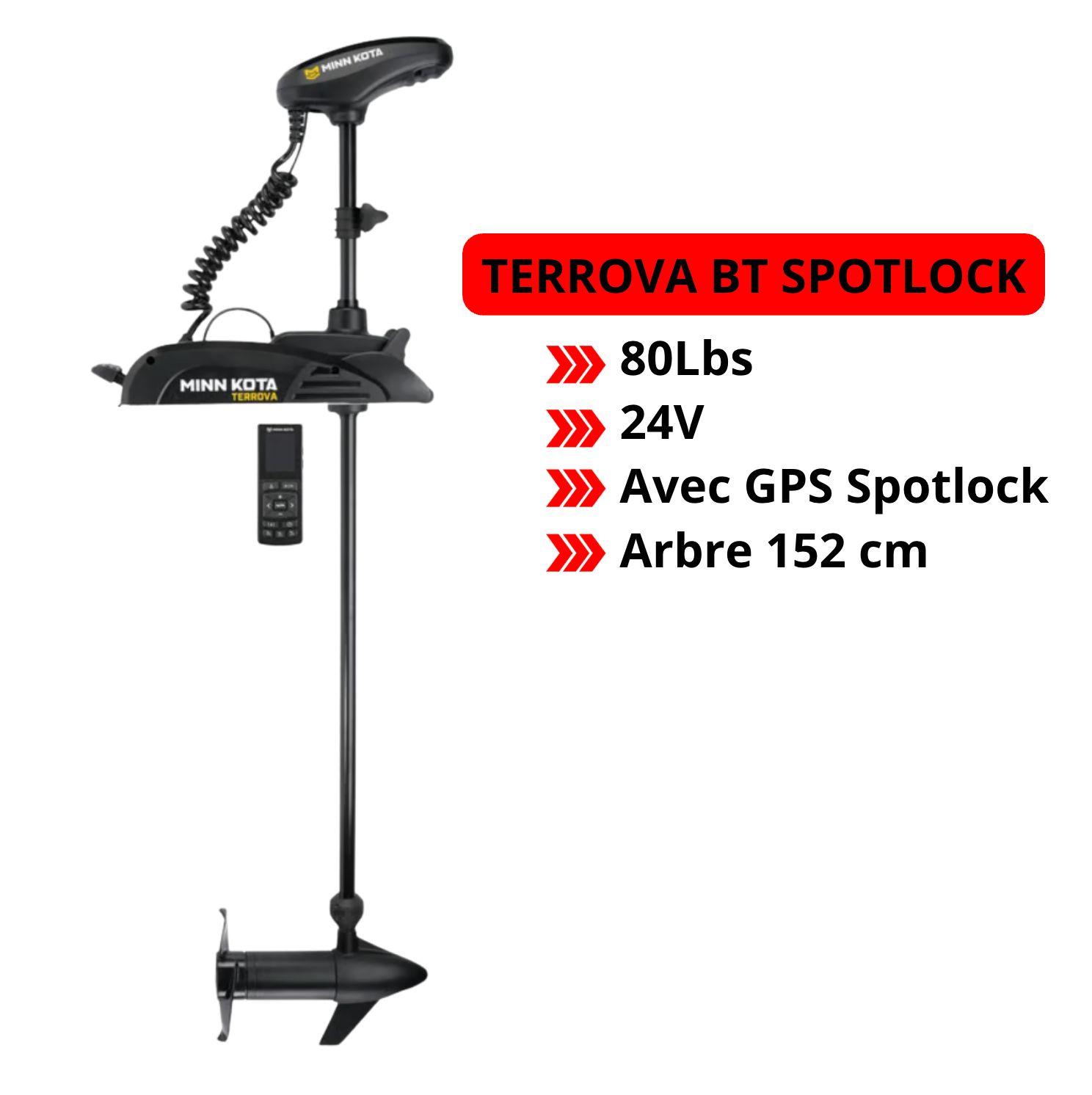 Moteur électrique Minn Kota TERROVA BT - GPS - 80 Lbs - 24 V
