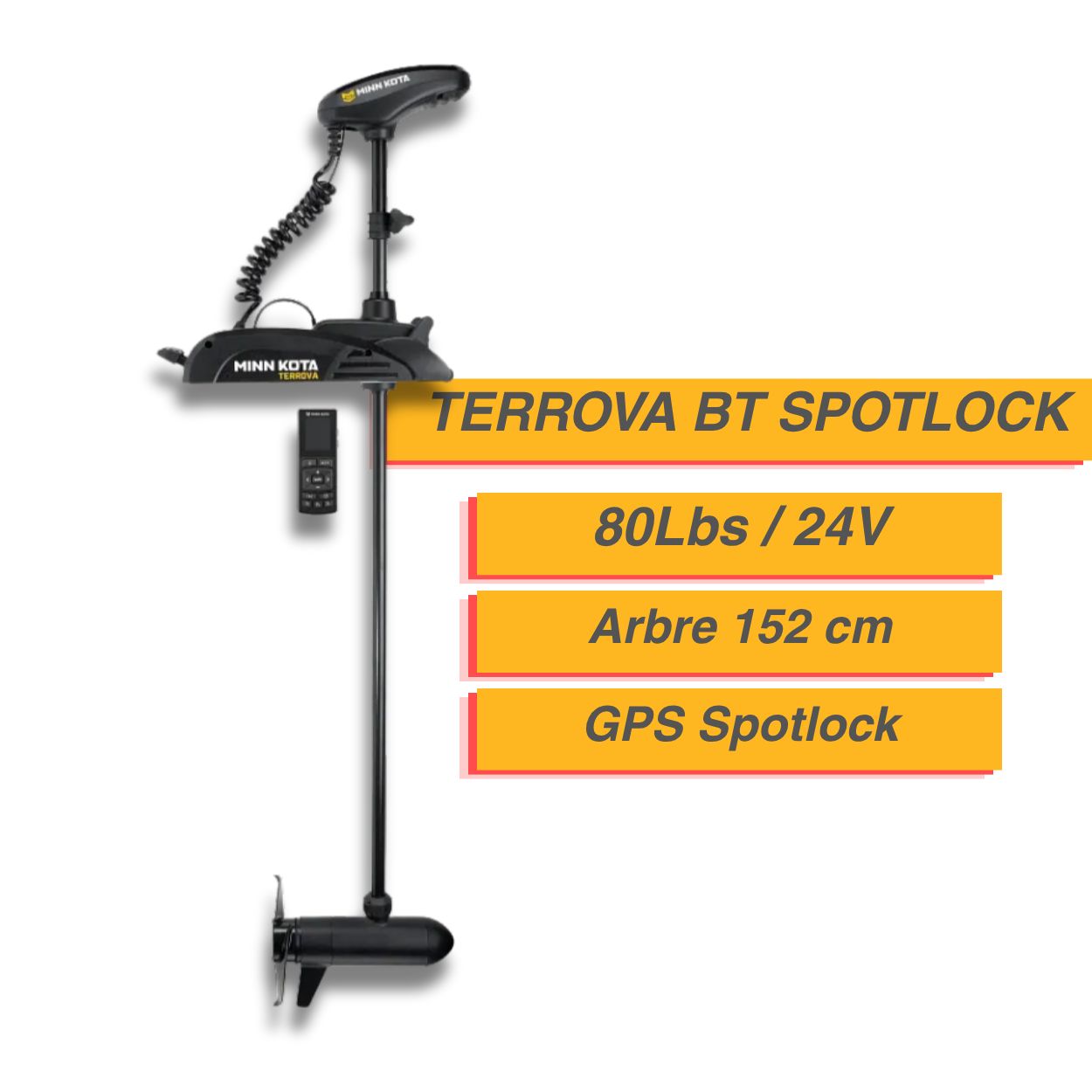Moteur électrique Minn Kota TERROVA BT - GPS - 80 Lbs - 24 V