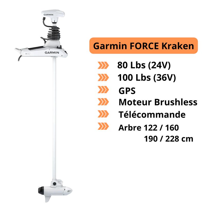 Moteur électrique avant Garmin FORCE Kraken + télécommande