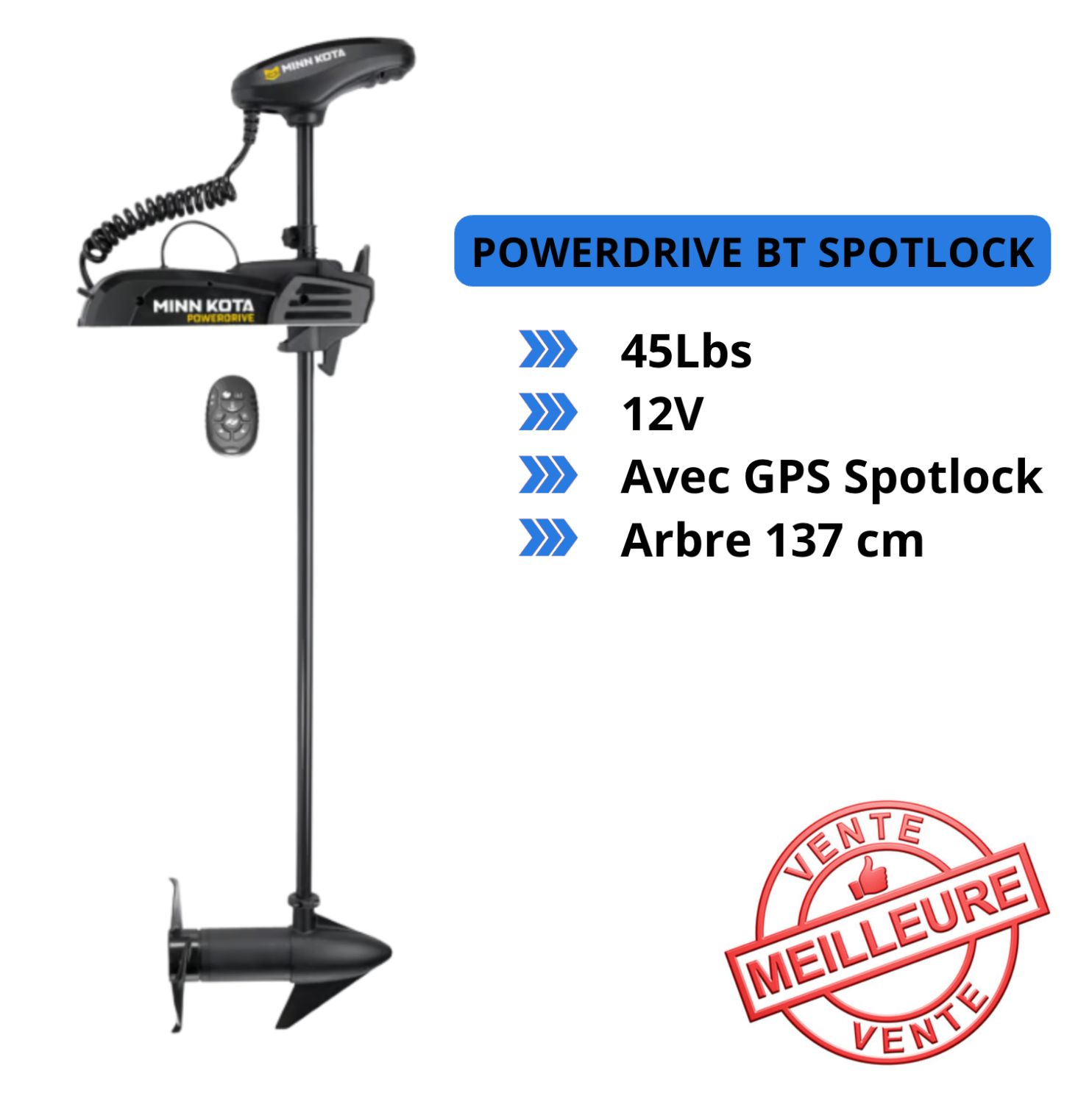Moteur électrique Minn Kota POWERDRIVE BT SPOTLOCK - GPS - 45 Lbs - 12 V