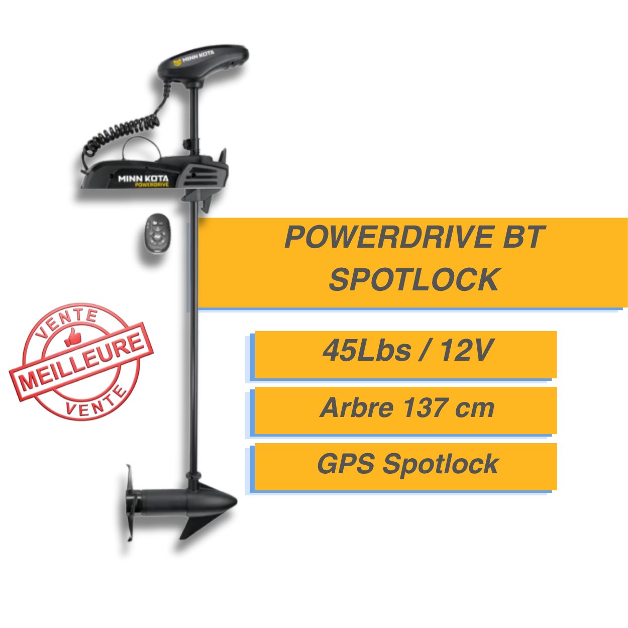 Moteur électrique Minn Kota POWERDRIVE BT SPOTLOCK - GPS - 45 Lbs - 12 V