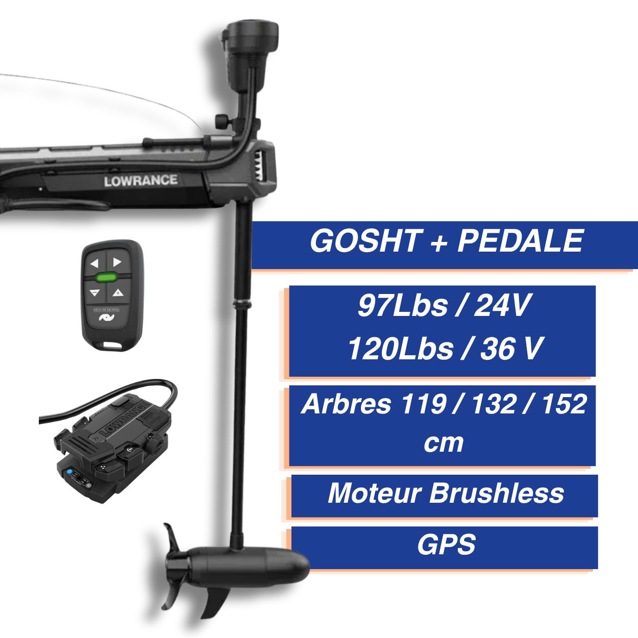 Moteur avant Ghost + Pédale Lowrance