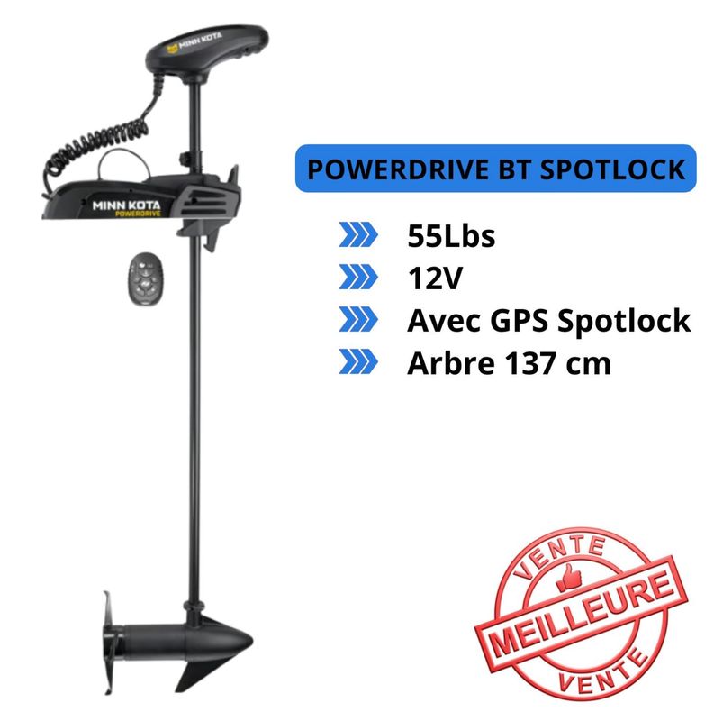 Moteur électrique Minn Kota POWERDRIVE BT 55 Lbs - GPS - 12 V