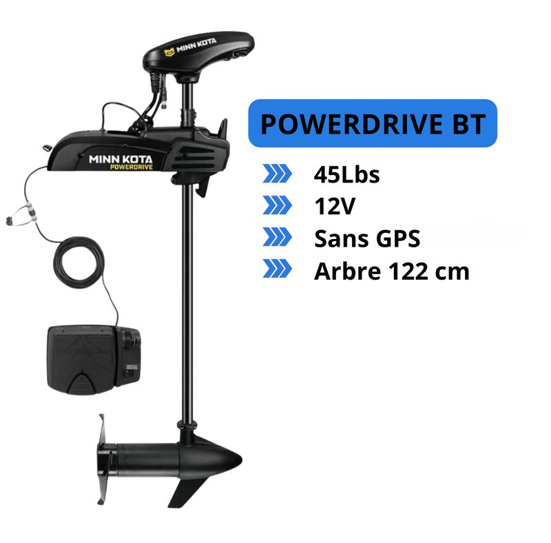 Moteur électrique Minn Kota POWERDRIVE - 45 Lbs - 12 V