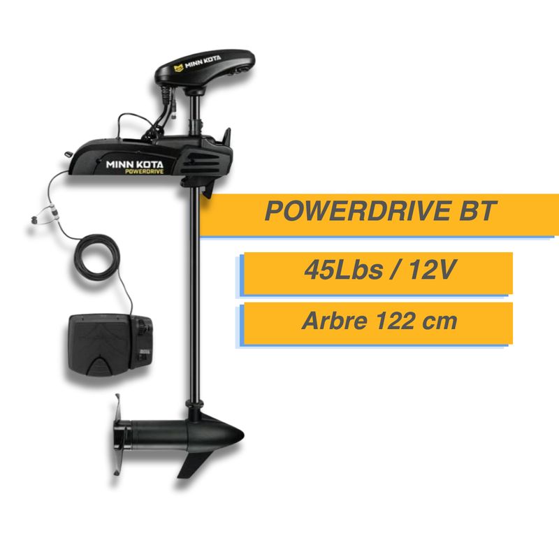 Moteur électrique Minn Kota POWERDRIVE - 45 Lbs - 12 V