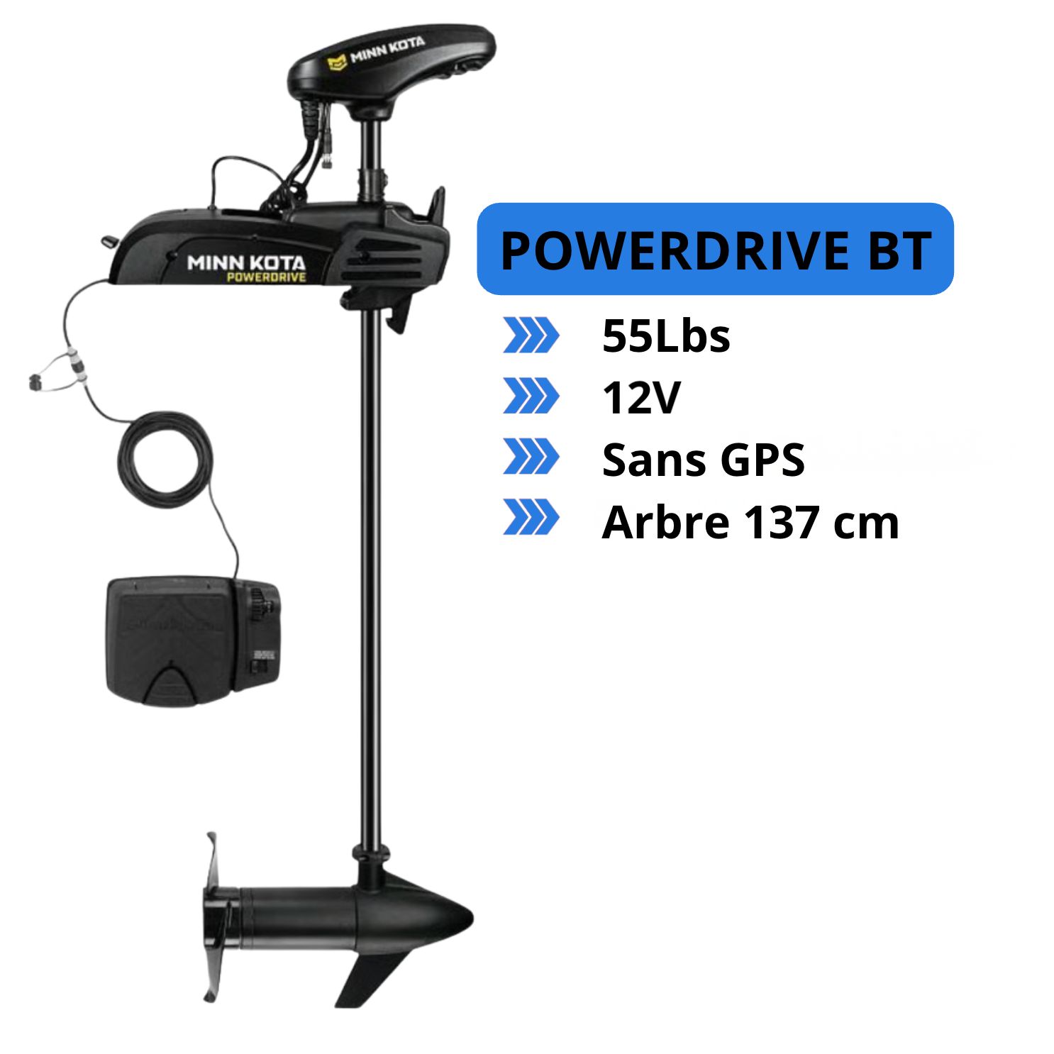 Moteur électrique Minn Kota POWERDRIVE - 55 Lbs - 12 V