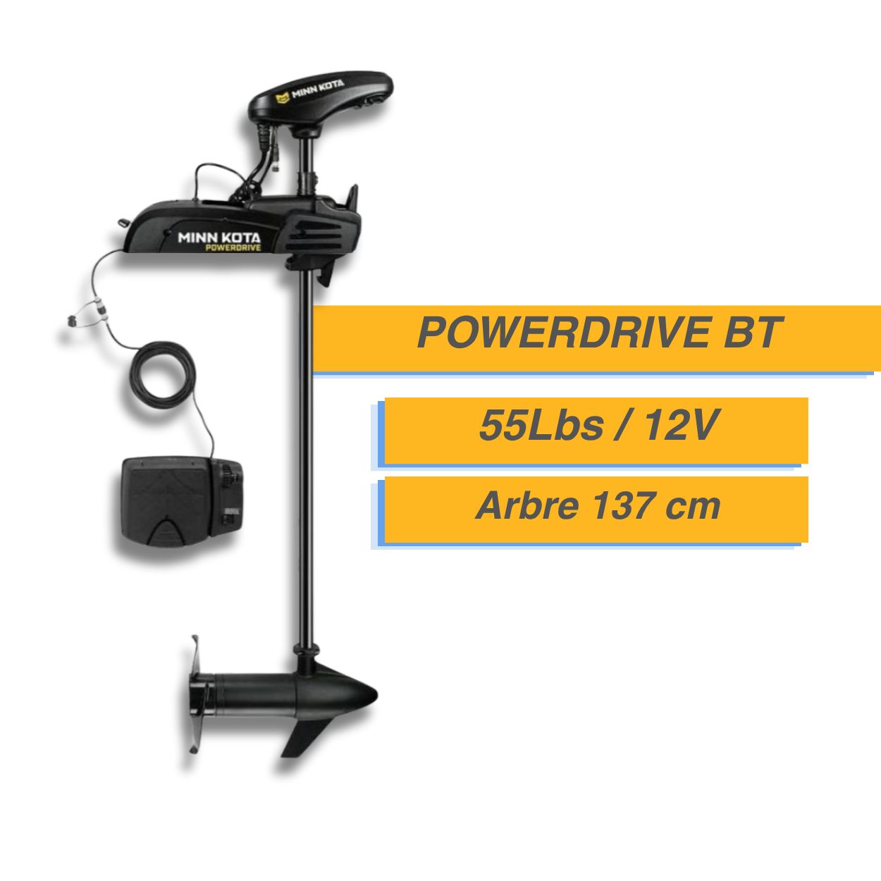 Moteur électrique Minn Kota POWERDRIVE - 55 Lbs - 12 V