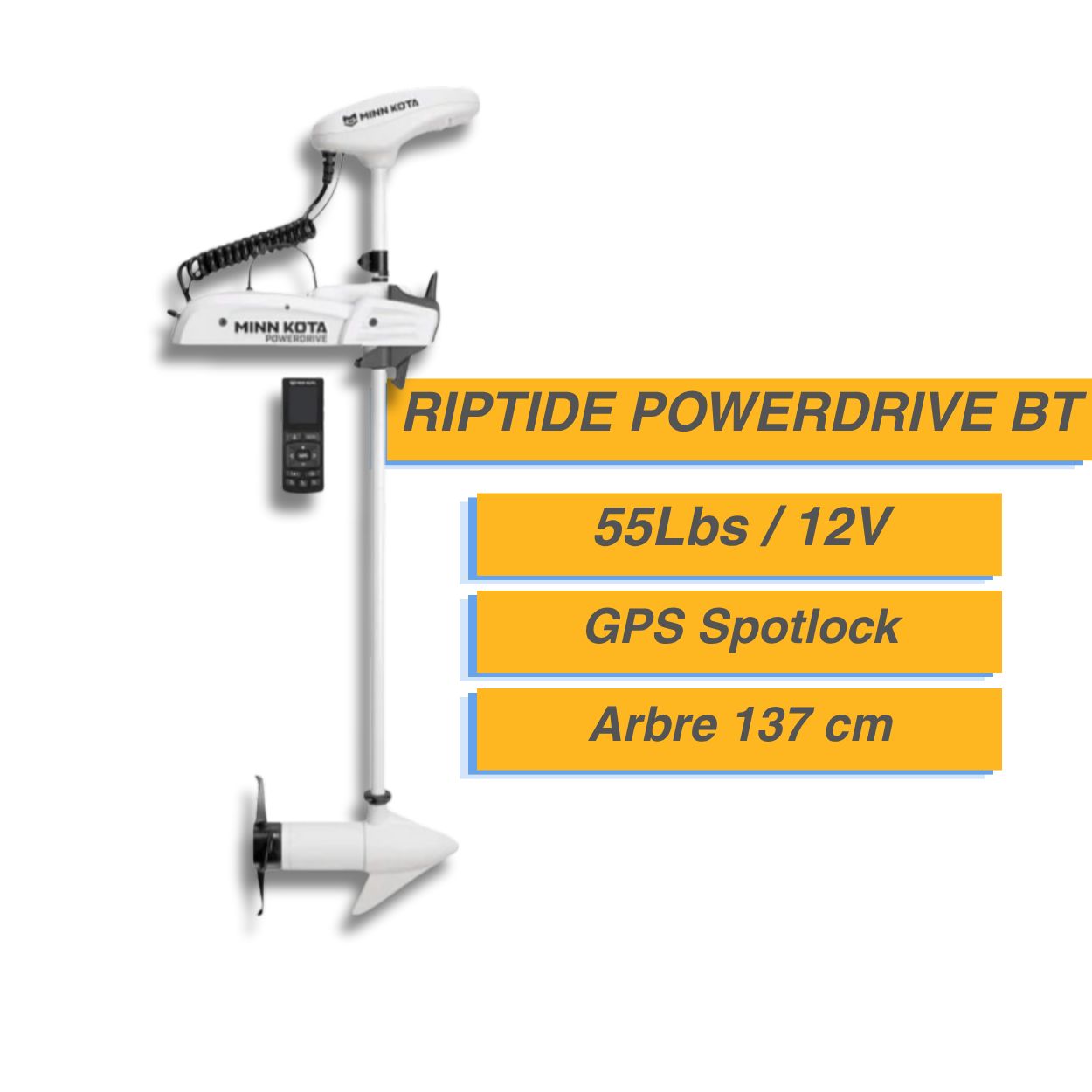 Moteur électrique Minn Kota  RIPTIDE POWERDRIVE BT 55 LBS - 12V