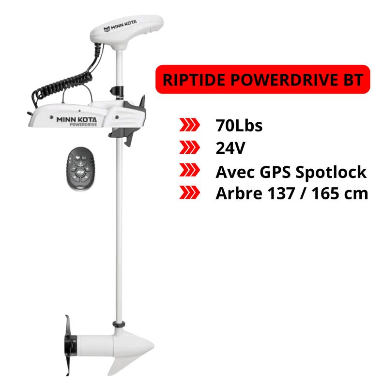 Moteur électrique Minn Kota  RIPTIDE POWERDRIVE BT 70 LBS - 24 V