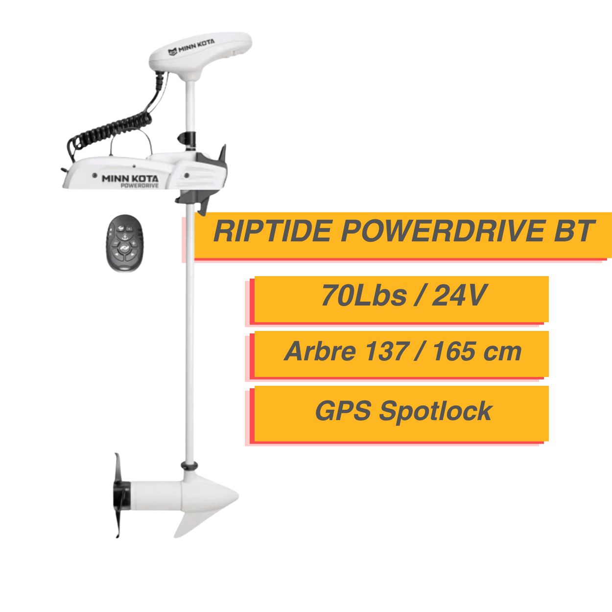Moteur électrique Minn Kota  RIPTIDE POWERDRIVE BT 70 LBS - 24 V