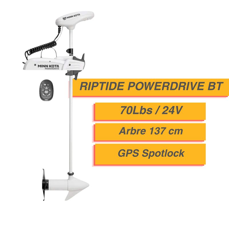 Moteur électrique Minn Kota  RIPTIDE POWERDRIVE BT 70 LBS - 24 V