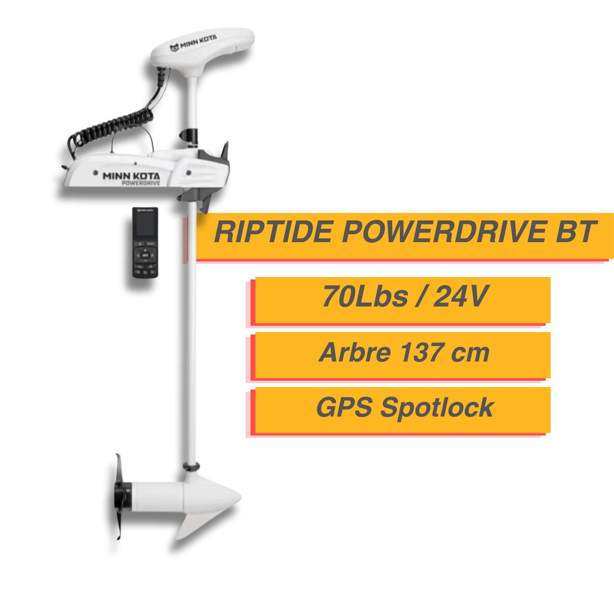 Moteur électrique Minn Kota  RIPTIDE POWERDRIVE BT 70 LBS - 24 V