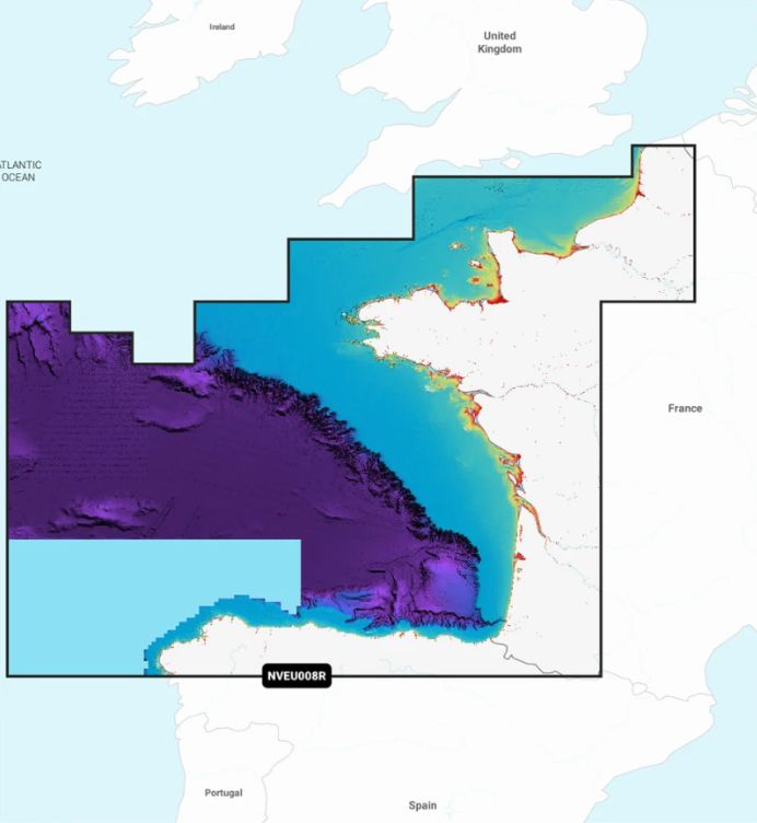 Cartes marines Golfe de Gascogne / Garmin Navionics Vision+™ | NVEU008R | Téléchargement et un abonnement d'un an