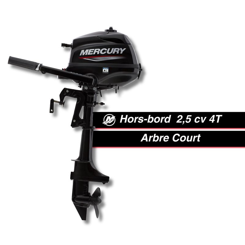 Moteur thermique hors-bord Mercury  2,5 cv - 4T - barre franche