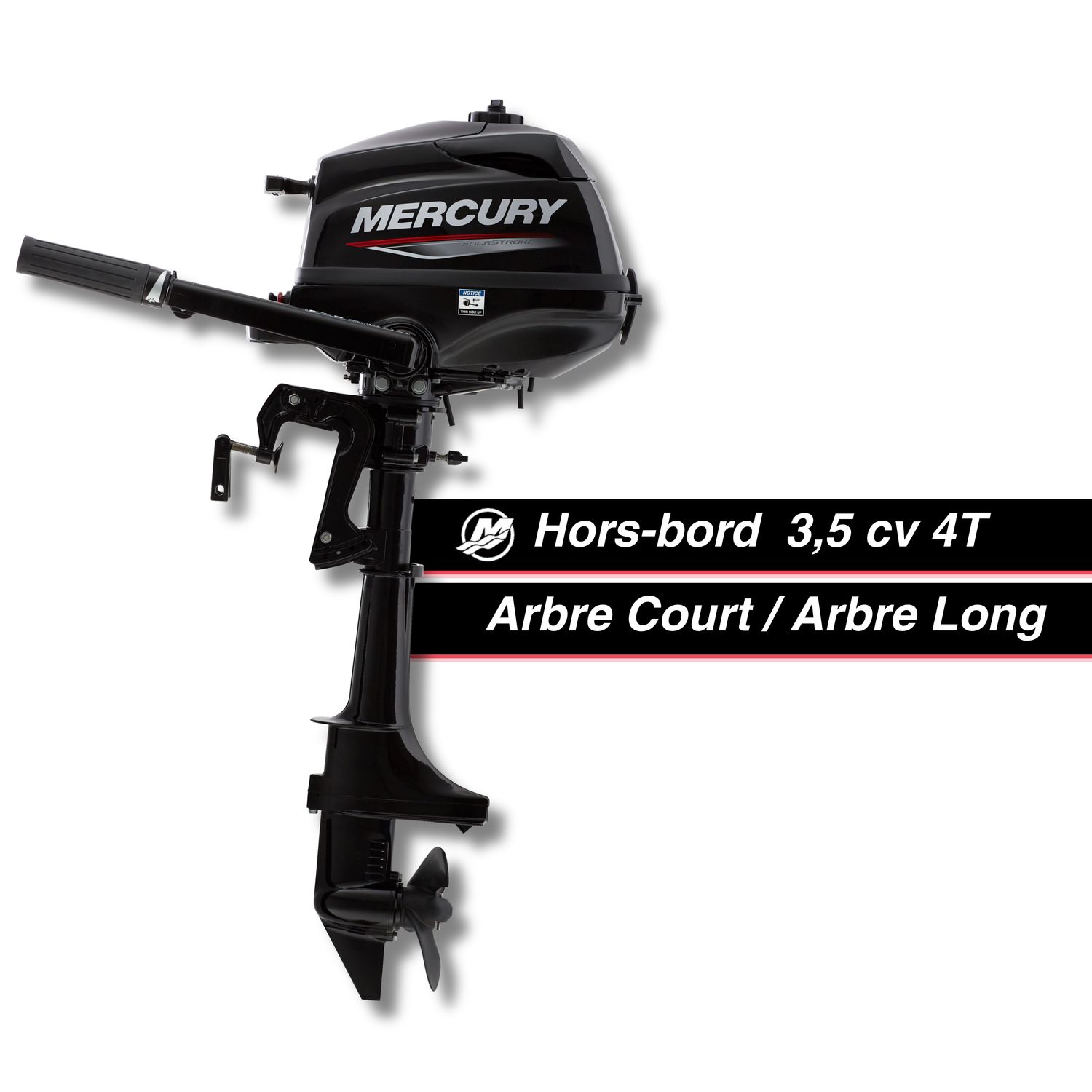 Moteur thermique hors-bord Mercury 3,5 cv - 4T - barre franche