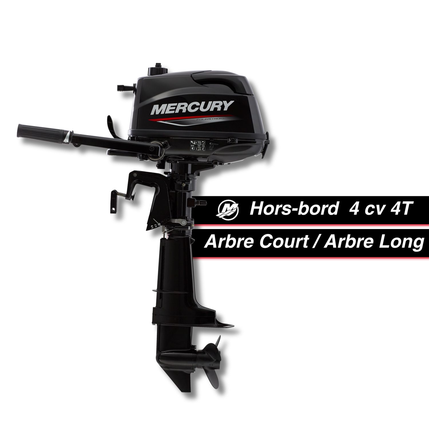 Moteur thermique hors-bord Mercury 4 cv - 4T - barre franche