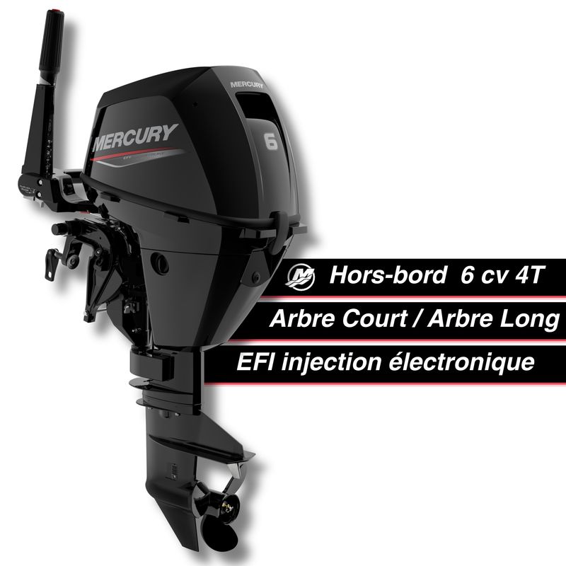 Moteur thermique hors-bord Mercury 6 cv - 4T - EFI - barre franche