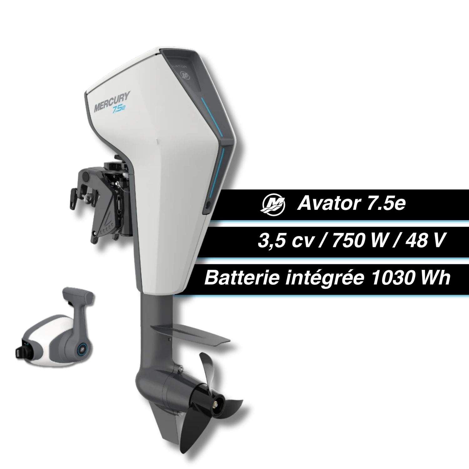 Moteur Électrique Mercury Avator 7.5E - commande à distance