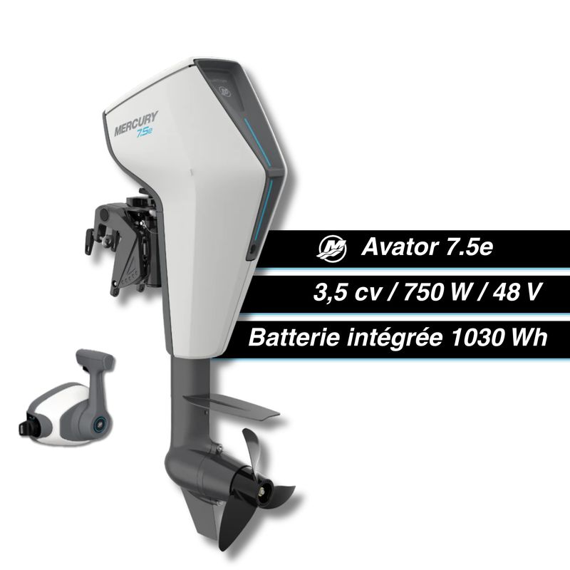 Moteur Électrique Mercury Avator 7.5E - commande à distance