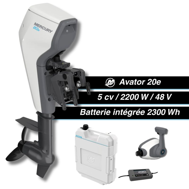 Moteur Électrique Mercury Avator 20E - commande à distance