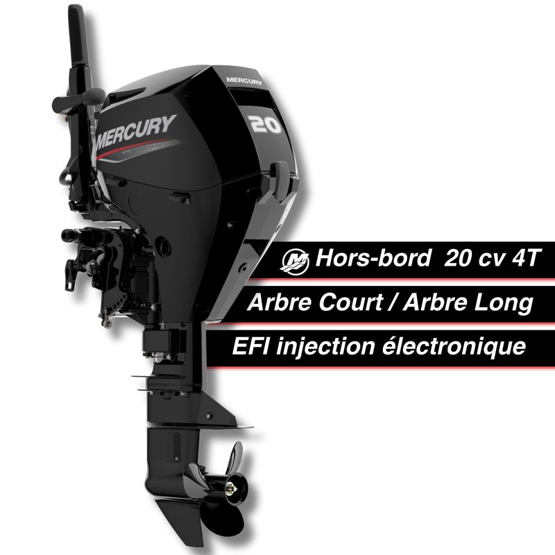 Moteur thermique hors-bord Mercury 20 cv - 4T - EFI - barre franche