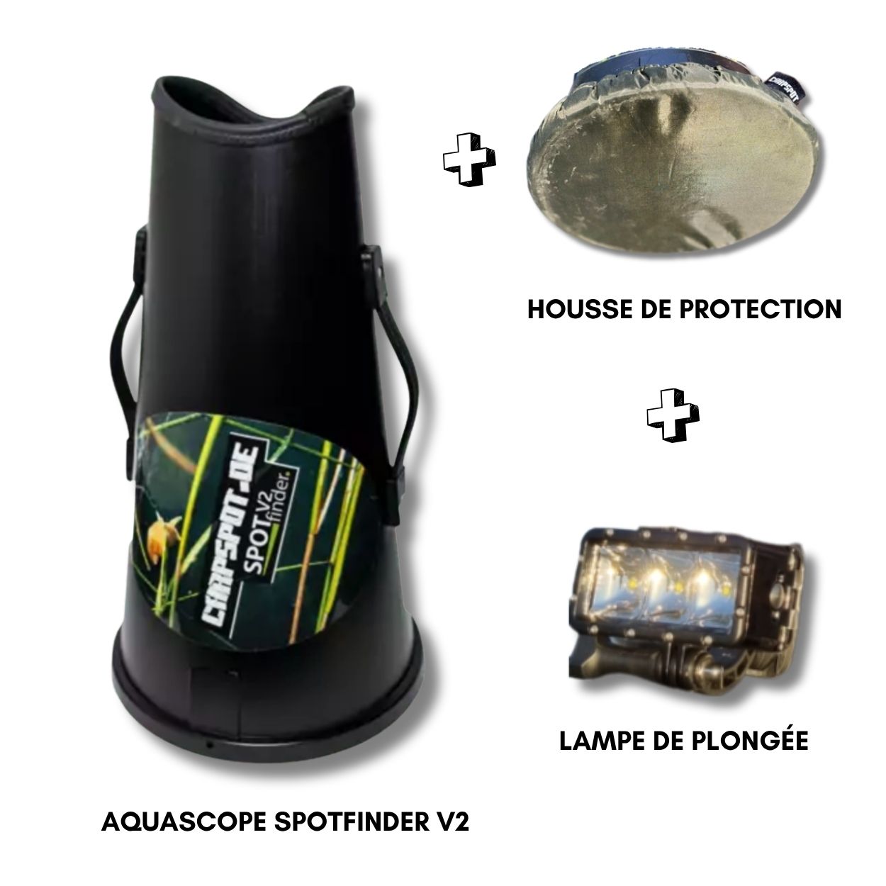 Aquascope Spotfinder V2 + housse de protection + lampe de plongée -  Carpspot