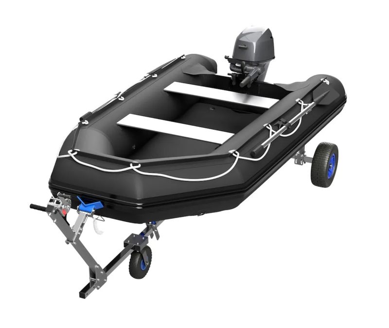 Chariot de mise à l'eau série XXL pour bateaux pneumatiques Roues noir/bleu 420 (livraison incluse)
