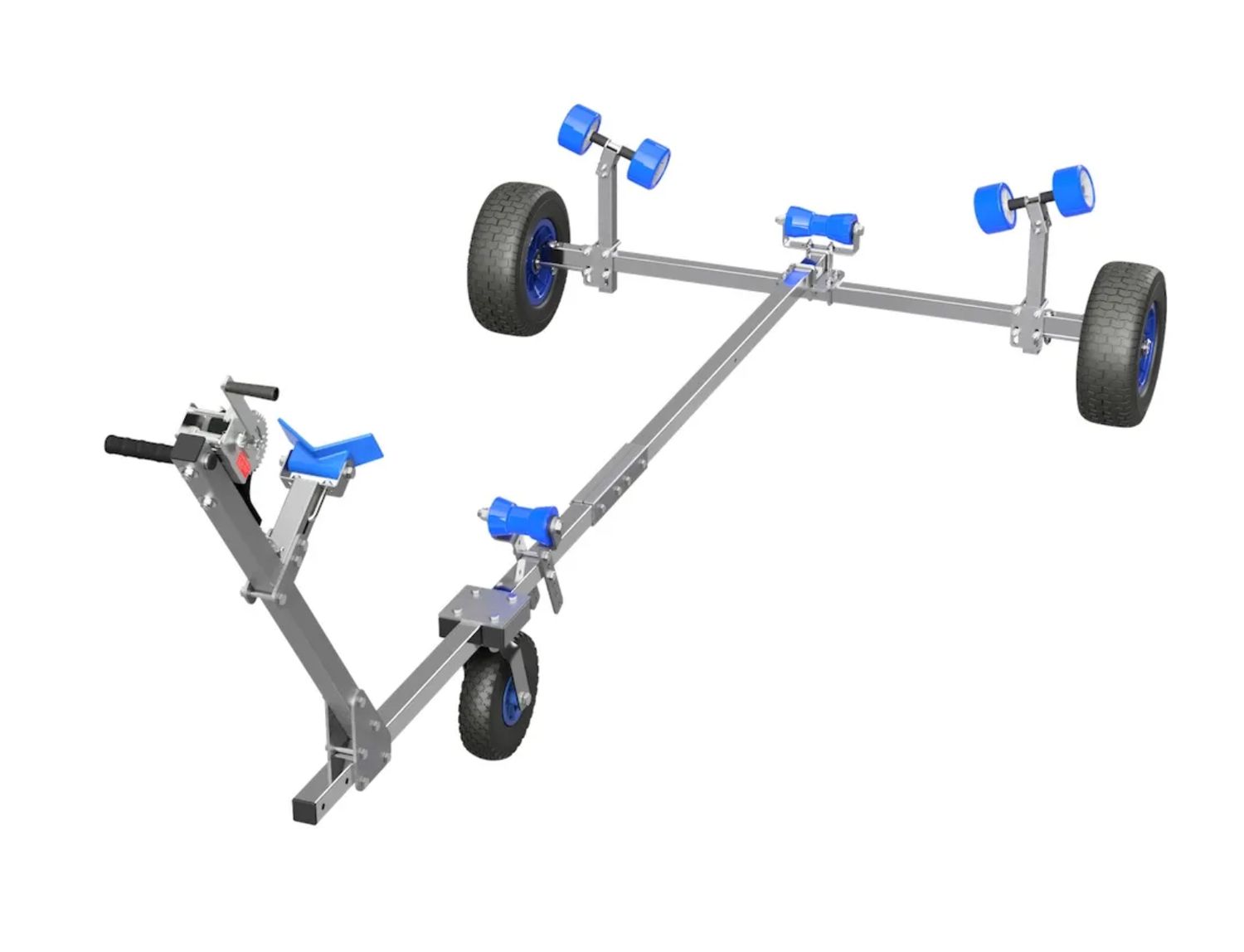 Chariot de mise à l'eau série XXL pour bateaux pneumatiques Roues noir/bleu 420 (livraison incluse)