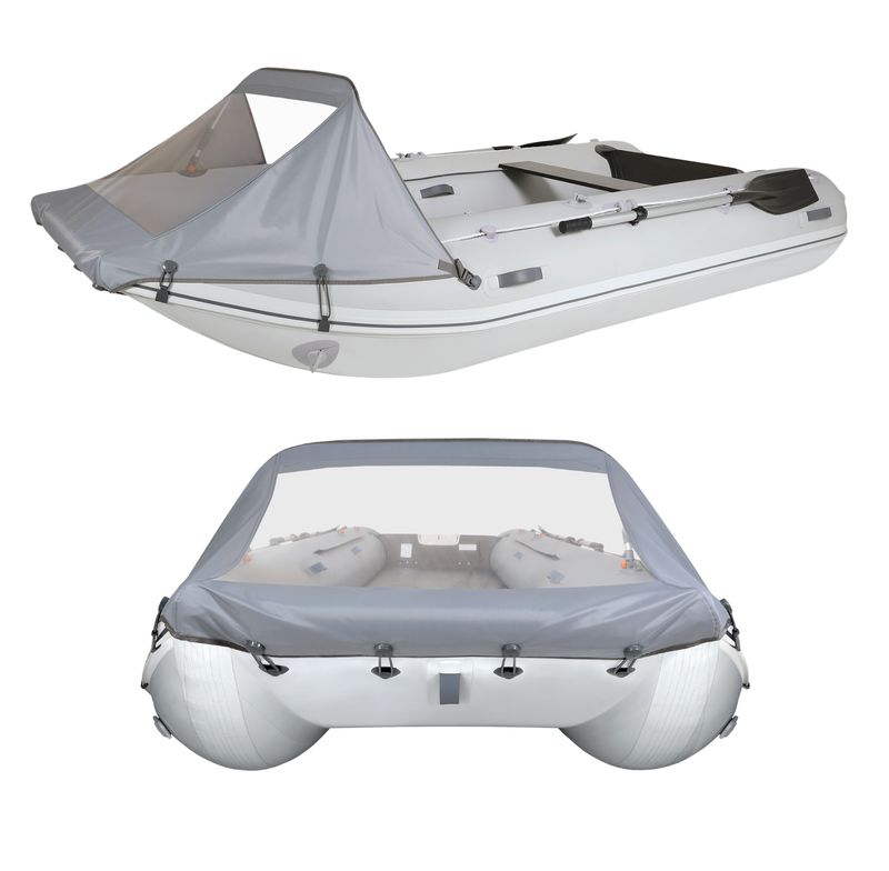 Dodger gris avec vitre pour bateau pneumatique Catamaran