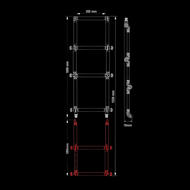 Rallonge coloris noir pour échelle pour bateau pneumatique semi-rigide | Fasten Borika