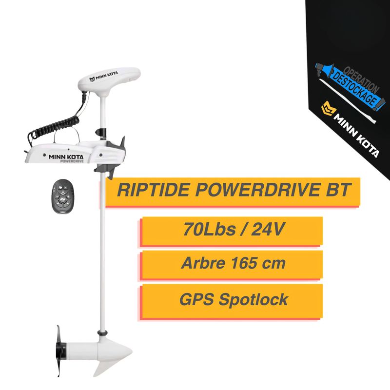 Moteur électrique Minn Kota  RIPTIDE POWERDRIVE BT 70 LBS - 24 V