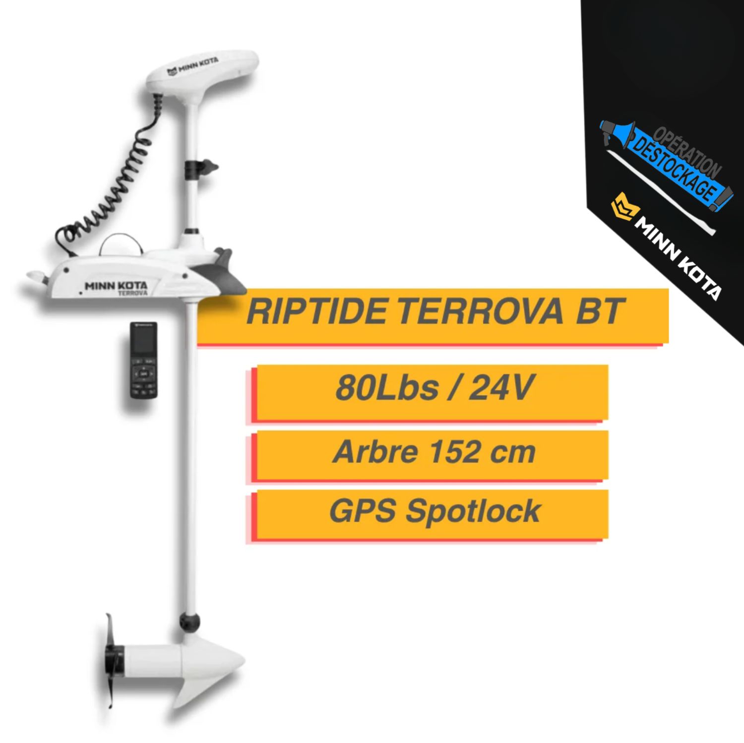 Moteur électrique Minn Kota  RIPTIDE TERROVA BT - GPS - 80 Lbs - 24 V