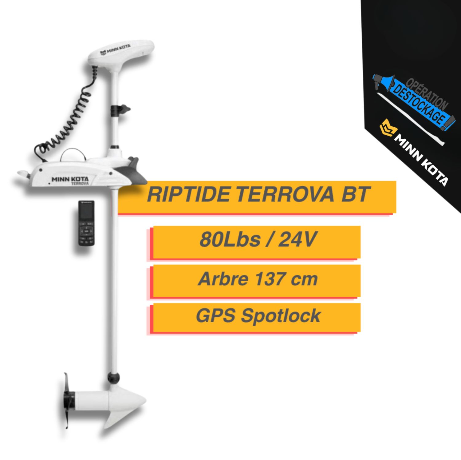 Moteur électrique Minn Kota  RIPTIDE TERROVA BT - GPS - 80 Lbs - 24 V