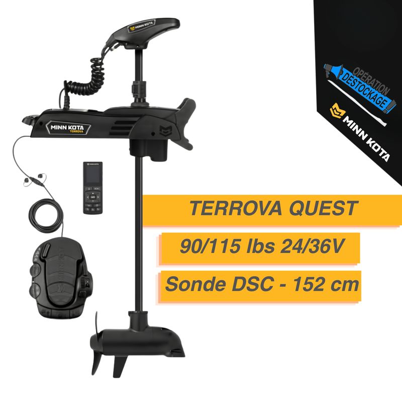 Moteur électrique Minn Kota TERROVA QUEST-90/115 lbs-24/36V-Sonde DSC-152 cm