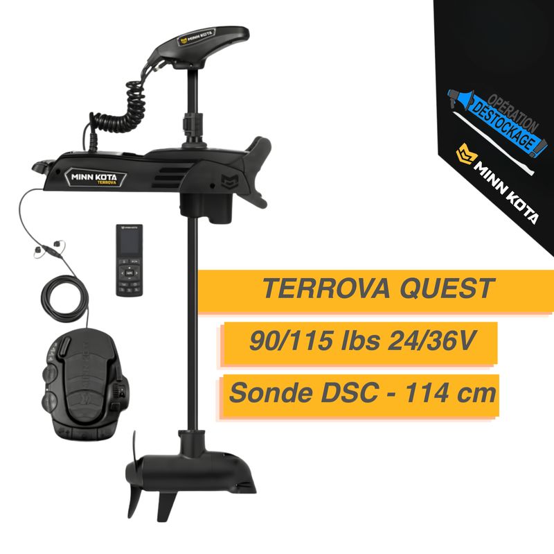Moteur électrique Minn Kota TERROVA QUEST-90/115 lbs-24/36V-Sonde DSC-114 cm