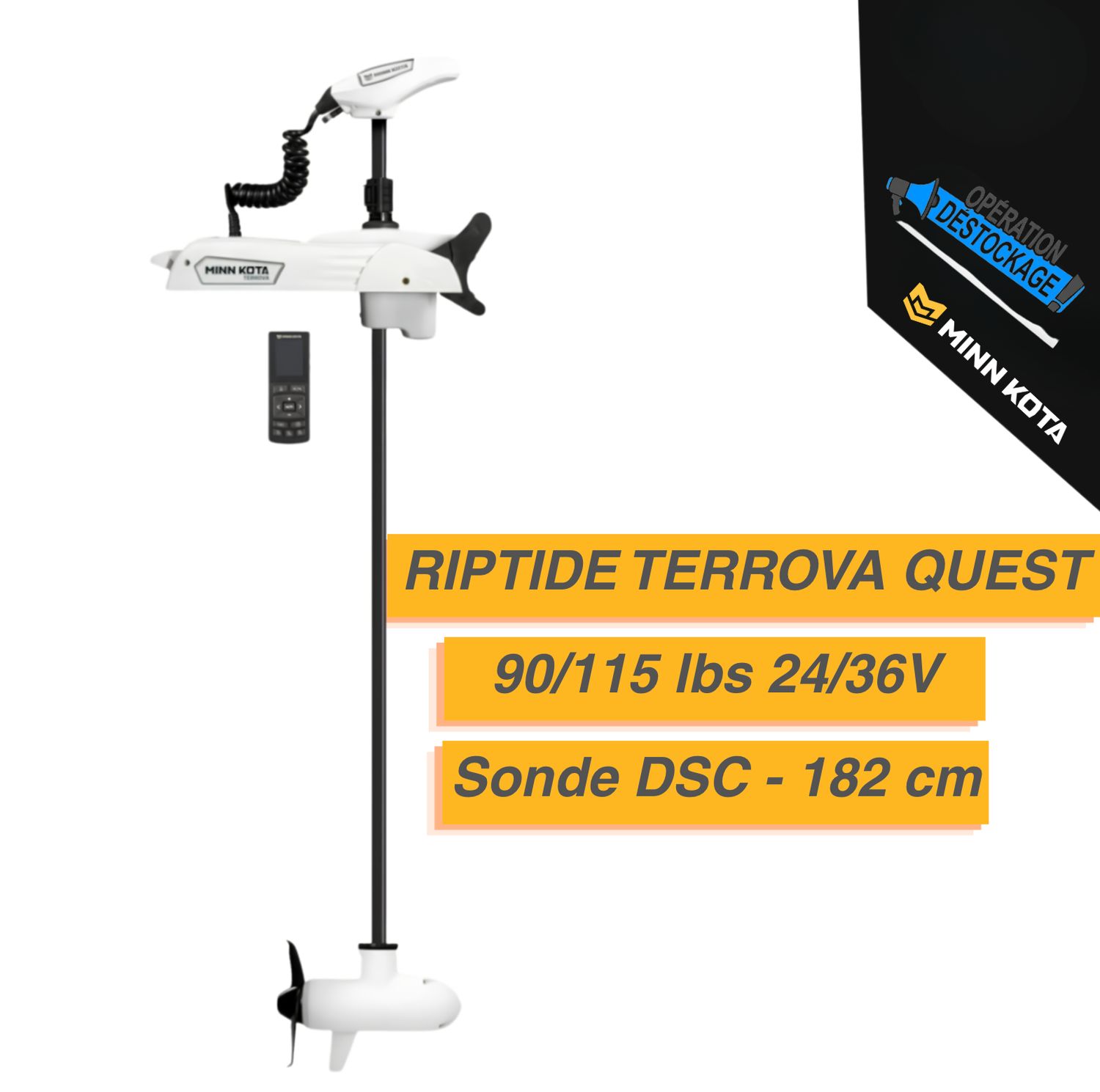 Moteur électrique Minn Kota RIPTIDE TERROVA QUEST - GPS - 90/115 lbs - 24/36V - 182 cm