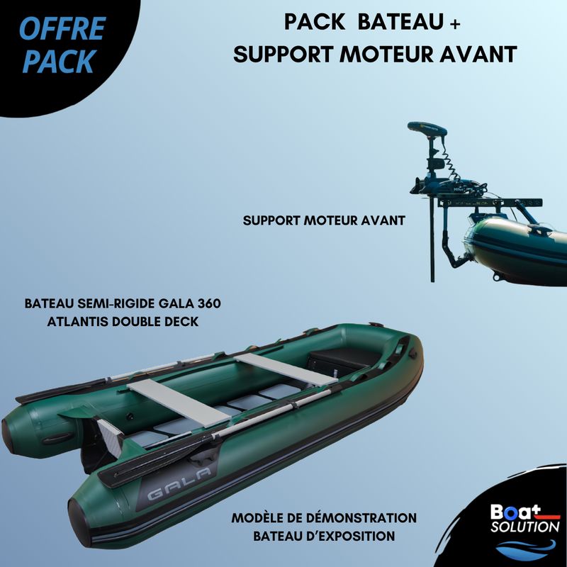 Pack (Modèle de démonstration / Bateau d’exposition) Bateau semi-rigide GALA 360 Atlantis double deck + Support moteur avant pour semi-rigide