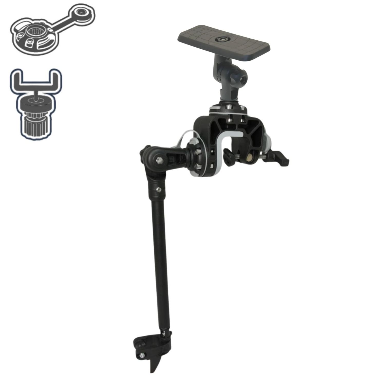 Support échosondeur avec tablette rectangulaire orientable | Fasten Borika