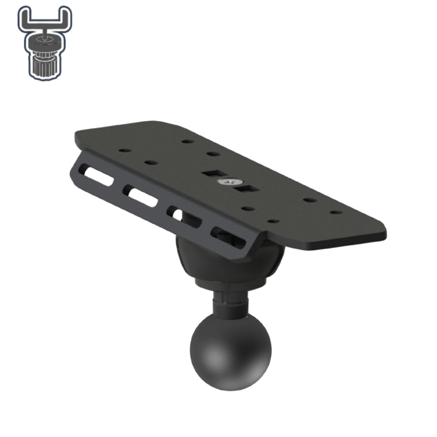 Tablette rectangulaire en aluminium avec rotule | Fasten Borika